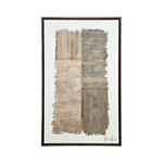 Cargar imagen en el visor de la Galería, Cuadro decorativo Kokay II con arte abstracto texturizado en tonos beige, café y gris con marco oscuro.