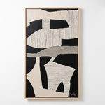 Cargar imagen en el visor de la Galería, Cuadro Nómadas de arte abstracto en alto relieve con marco de madera de pino sobre pared blanca.