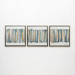 Cargar imagen en el visor de la Galería, Tríptico Pantone cuadro decorativo set 3 piezas de pared con arte abstracto en tonos verde y dorado.