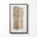 Cargar imagen en el visor de la Galería, Cuadro decorativo Kokay II para salón o comedor con diseño abstracto de texturas en tonos beige y marco oscuro.