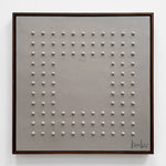 Cargar imagen en el visor de la Galería, Cuadro Decorativo Retícula I Técnica Mixta con Marco Nogal y textura en alto relieve.