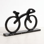 Cargar imagen en el visor de la Galería, Bicicleta decorativa de mármol natural para mesa o repisa, esculpida en piedra negra veteada.