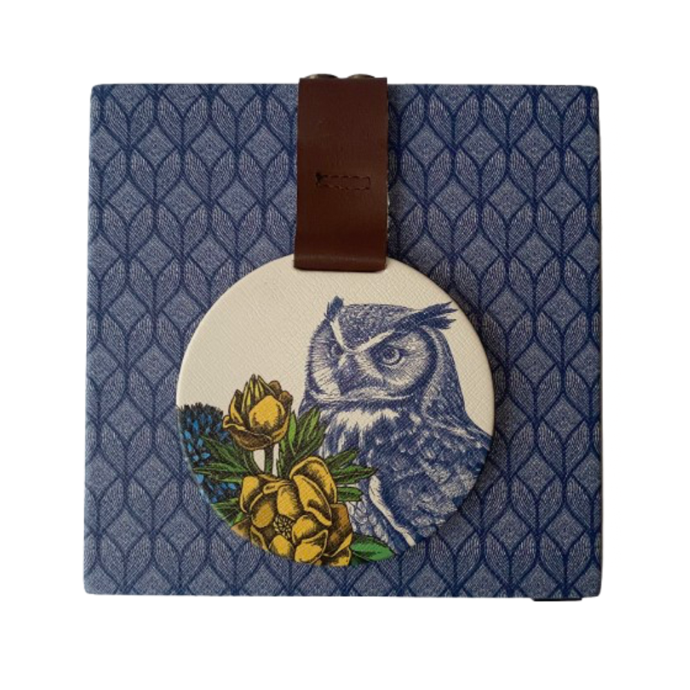 Servilletero de madera, Forrado en Diseño Búho-Estrellas