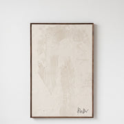 Cuadro Decorativo Tulum I Alto Relieve 80x120cm Marco Nogal con textura abstracta beige en pared blanca.