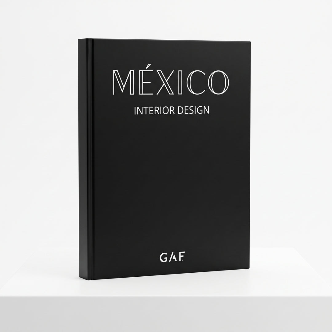 Libros decorativos de papel para mesa y repisas: libro negro México sobre superficie blanca.
