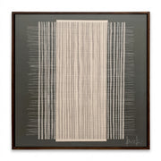Cuadro abstracto Entramados I en acrílico con marco de madera nogal y diseño lineal 120 x 120 cm.