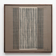 Cuadro abstracto Entramados II en técnica acrílica con marco de madera nogal sobre fondo blanco.