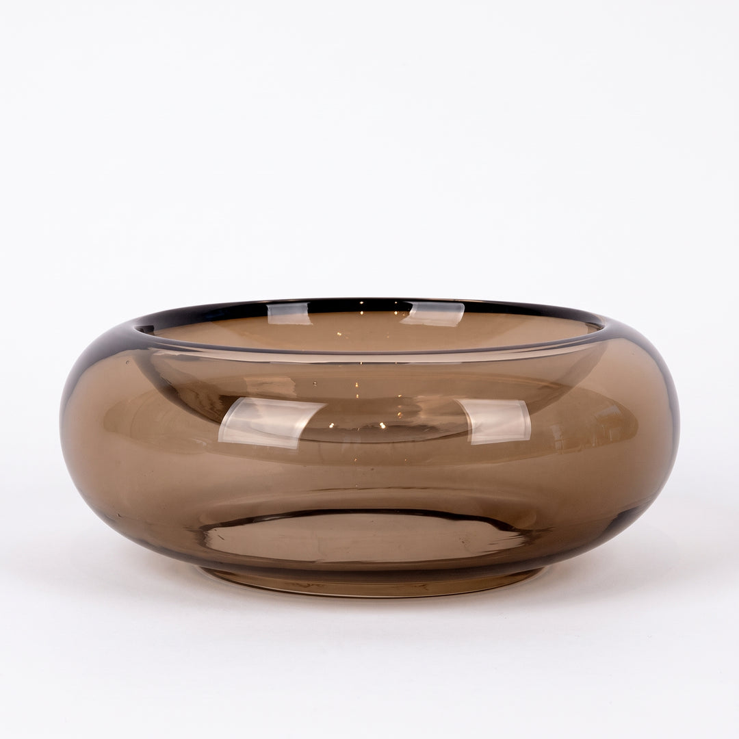 Base Liminal de Cristal Redonda 25 cm para Decoración en elegante vidrio ahumado translúcido.