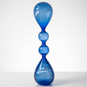 Reloj de agua coralino en cristal azul con burbujas decorativas para escritorio y repisas.
