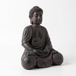 Cargar imagen en el visor de la Galería, Figura decorativa Buda Halo de poliresina para espacios interiores en pose meditativa.