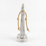 Cargar imagen en el visor de la Galería, Escultura de la Virgen Desatanudos de mármol blanco de 24 cm con cordón dorado.