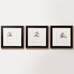 Cargar imagen en el visor de la Galería, Set Foret Cuadros Técnica Mixta con Moldura de Madera Sólida en pared blanca con dibujos de árboles.